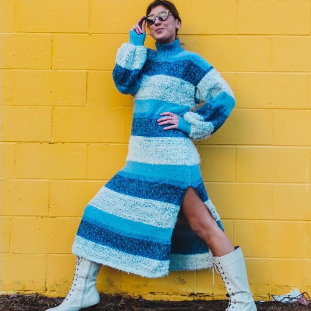 Striped Blue Knit Dress